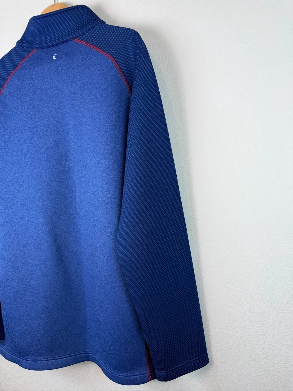 Criquet Quarter Zip Pullover Blue Raglan Long Sleeve Performance Shirt Sz Large